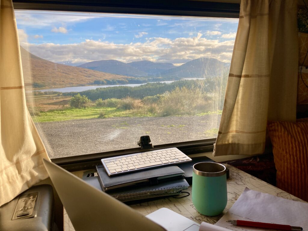 Image of mobile office at Glencoe, Scotland