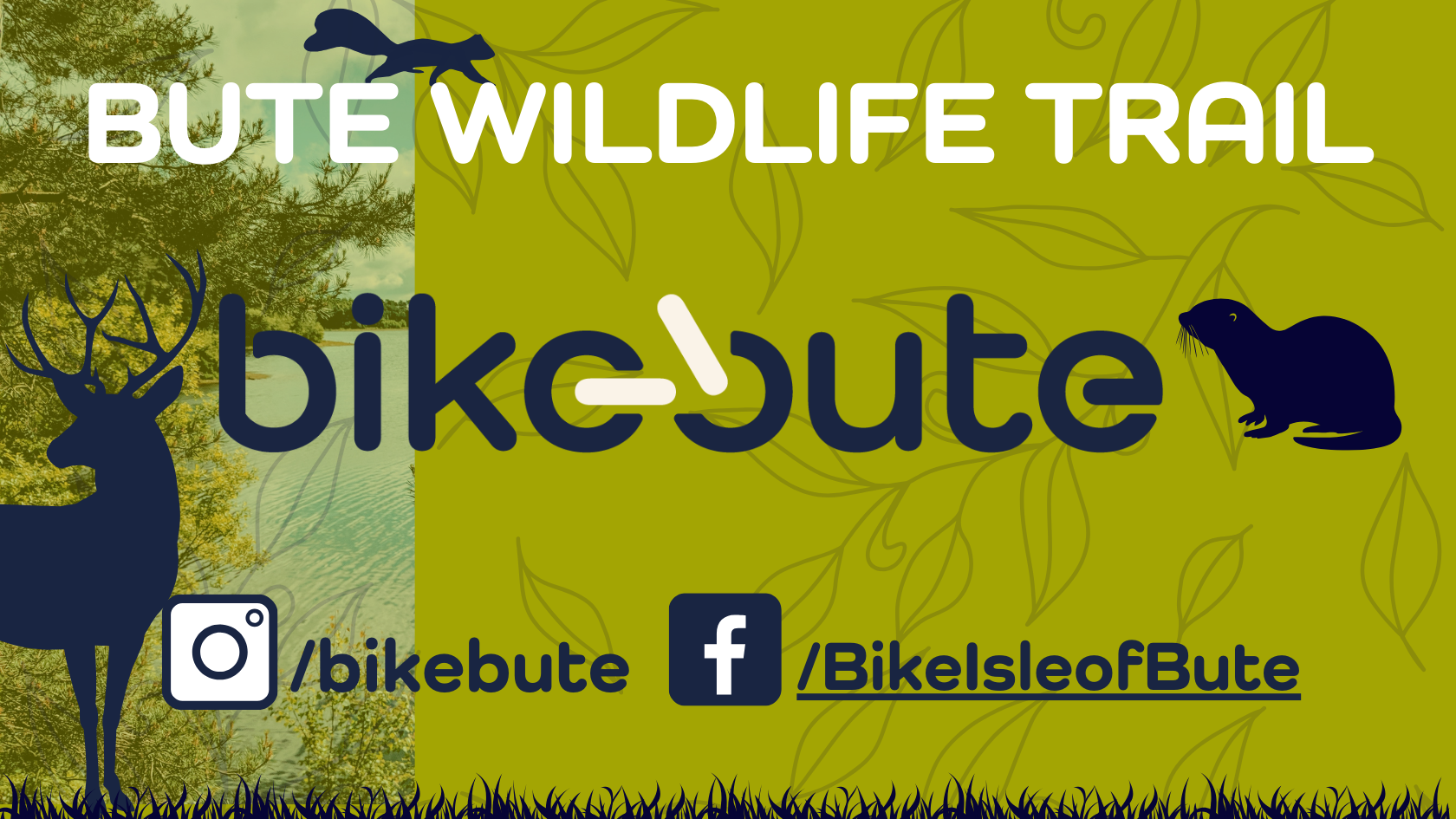 Bute Wildlife Trail thumbnail with a deer, an otter and squirrel in the background.